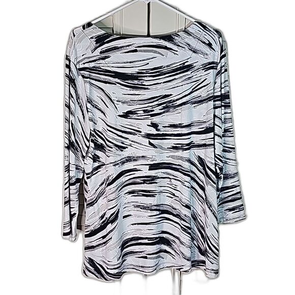 Blouse Scoop Neck 3/4 sleeved Silky Feel Beige Black Gray Size XL by JM Collecti - Picture 2 of 4